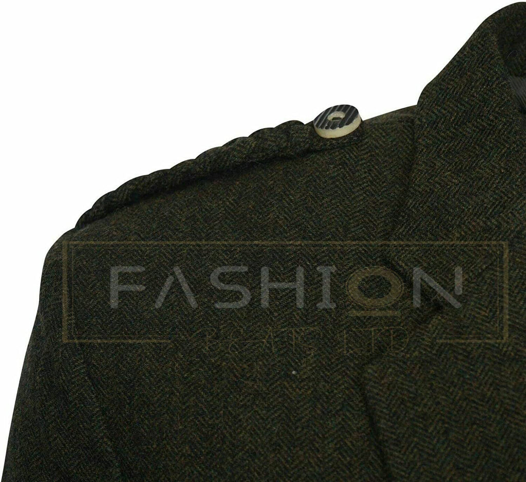 Green Tweed Argyll Argyle Highland Kilt Jacket and Waistcoat Vest Scottish Wedding Dress